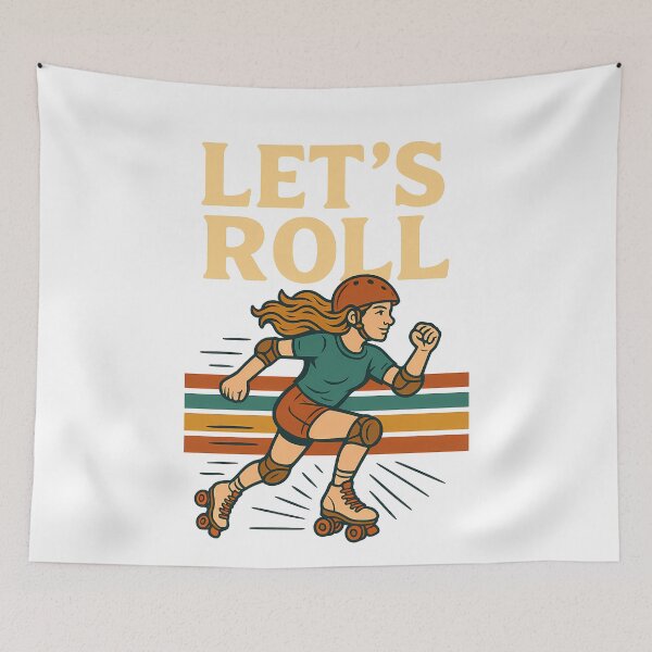 Item preview, Let’s Roll Retro Female Skater Vintage designed and sold by k3rstman1.