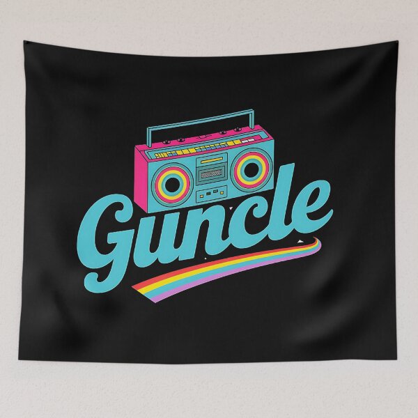 Item preview, Retro Guncle Design with Boombox and Rainbow designed and sold by Bliss Find And Design.