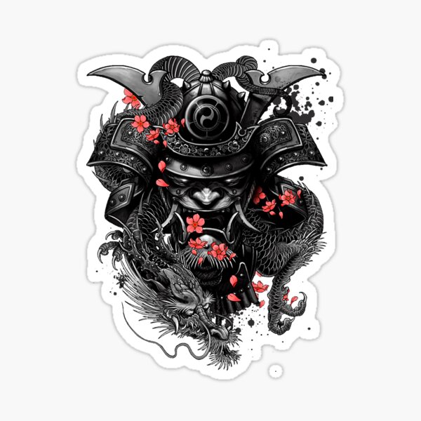 Item preview, Samurai dragon tattoo art designed and sold by Estalon.
