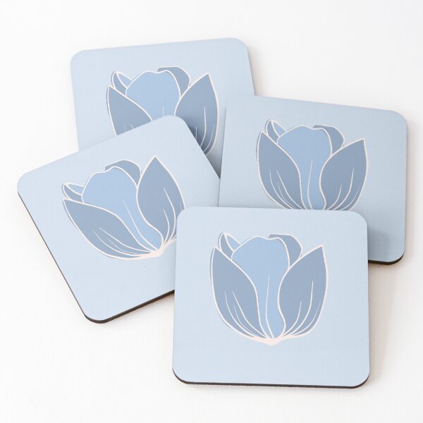 Item preview, Azure Mist Tulip Bloom | Powder Blue Botanical Elegance with White Lineart designed and sold by Olitvia.