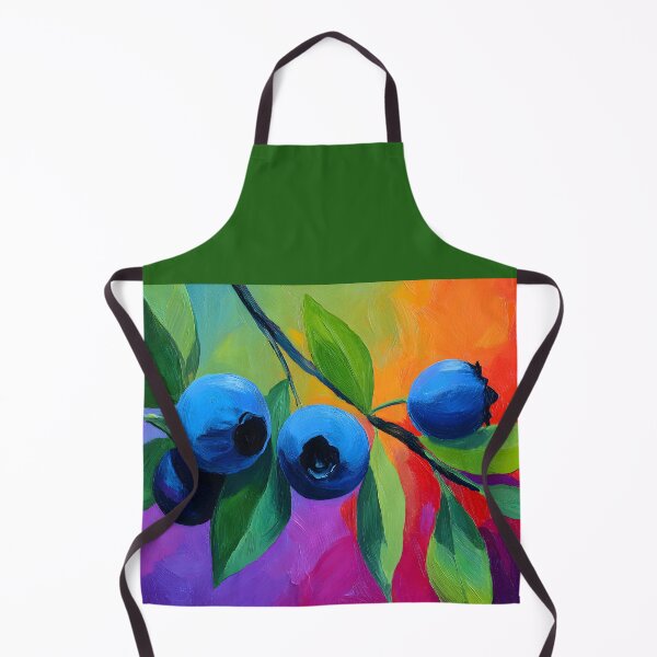 Item preview, Blueberry Bliss - Bright Juicy Berries with Lush Green Leaves and Vibrant Orange Red Purple Backdrop designed and sold by OlfactoART Studio.