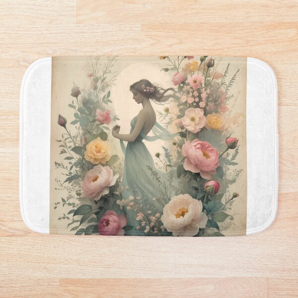 Artikelvorschau, Grace in Bloom – Vintage Feminines Botanisches Porträt entworfen und verkauft von EightMustangs.