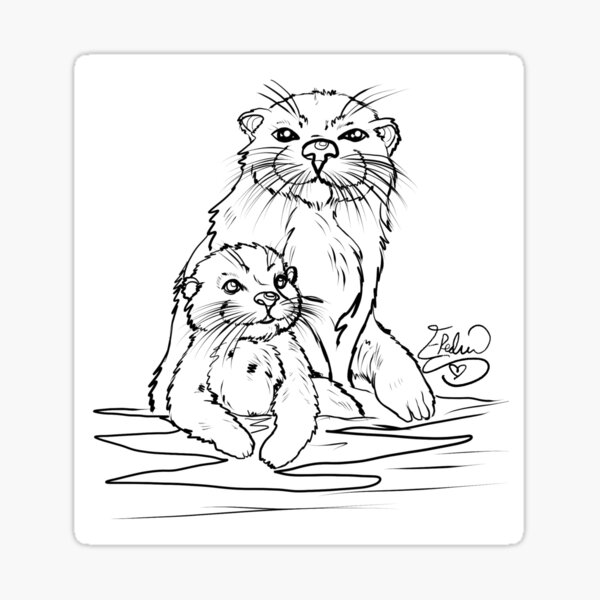 Artikel-Vorschau von Seeottermutter und Baby, designt und verkauft von RedwineArt.