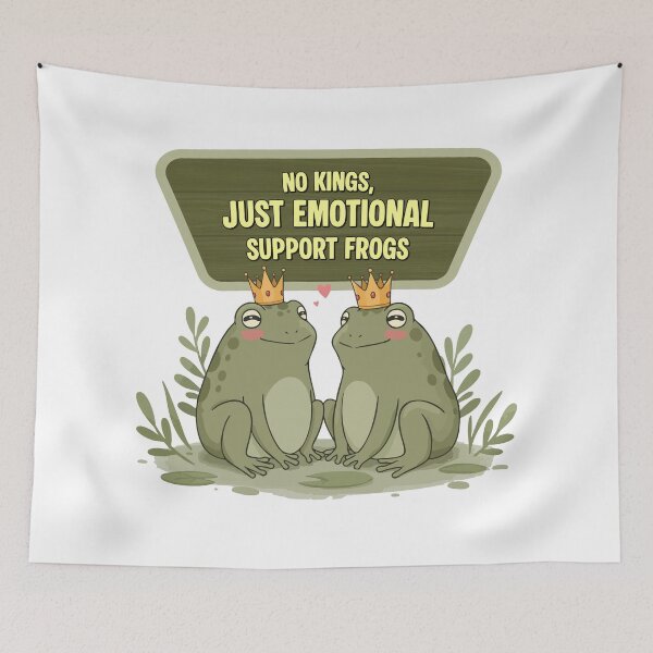 Item preview, No Kings, Just Emotional Support Frogs – Funny Cute Frog Design designed and sold by Balasan.