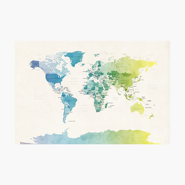 Item preview, Watercolour Political Map of the World designed and sold by ArtPrints.