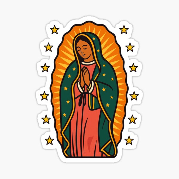 Virgen de Guadalupe – Ilustración icónica colorida Pegatina