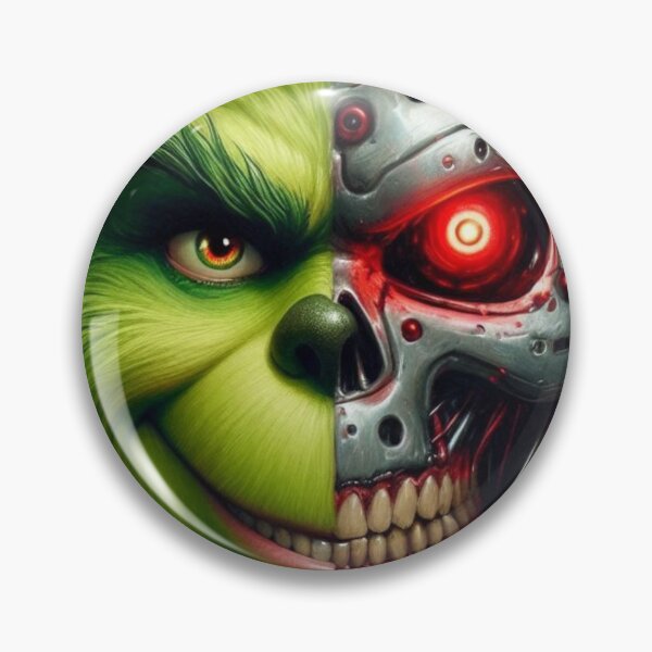 Item preview, Cyborg Grinch Grinning at You - Scary, Ugly, Robot, Half-Faced cyborg designed and sold by erkabees.