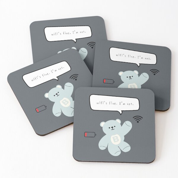 Item preview, Mono Bear Mood – Wi-Fi’s Fine, I’m Not (Grey Square) designed and sold by mintmono-studio.