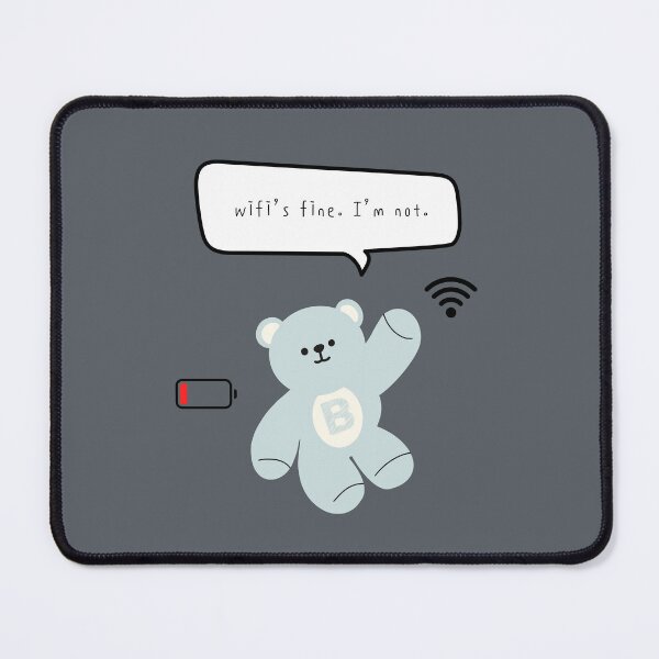 Item preview, Mono Bear Mood – Wi-Fi’s Fine, I’m Not (Grey Square) designed and sold by mintmono-studio.