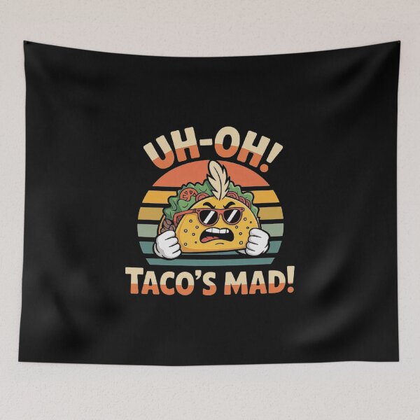 Item preview, Funny Angry Taco Cartoon - Uh-Oh Taco’s Mad Retro Food Design designed and sold by love3617.
