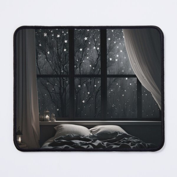 Item preview, Cozy Bedroom with Starry Night View Through Window designed and sold by PaintbrushPlace.