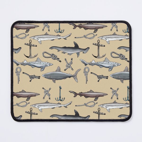 Item preview, Nautical Shark Swim on Tan designed and sold by missdebi27.