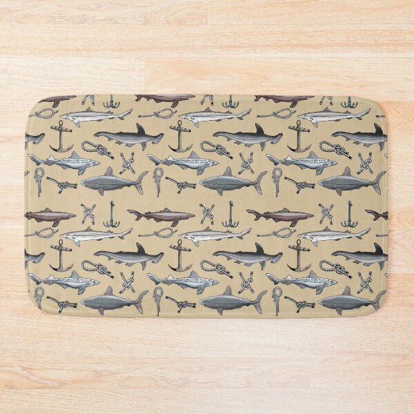 Item preview, Nautical Shark Swim on Tan designed and sold by missdebi27.