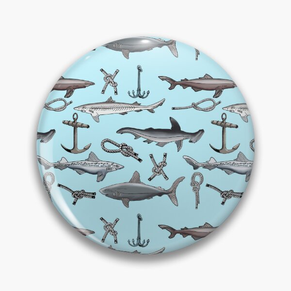 Item preview, Nautical Shark Swim on Light Blue designed and sold by missdebi27.