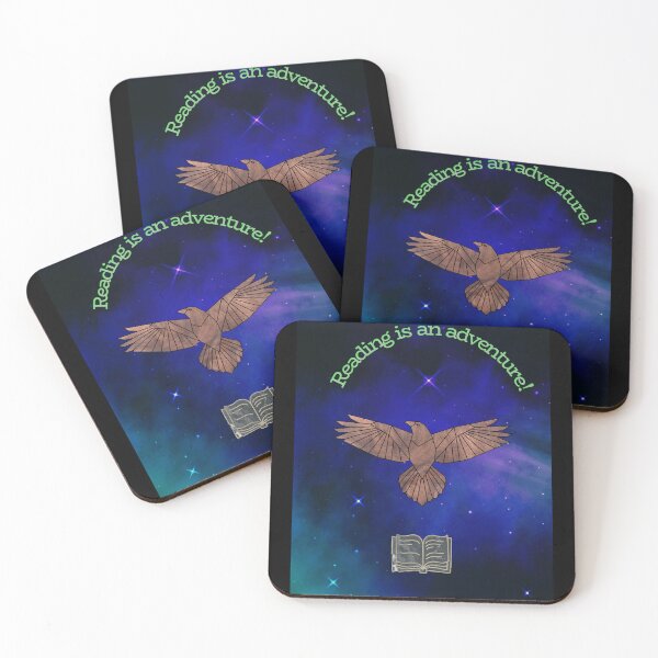 Item preview, Flying bird over a book with the words "Reading is an adventure!" overhead designed and sold by Jscribedesigns.