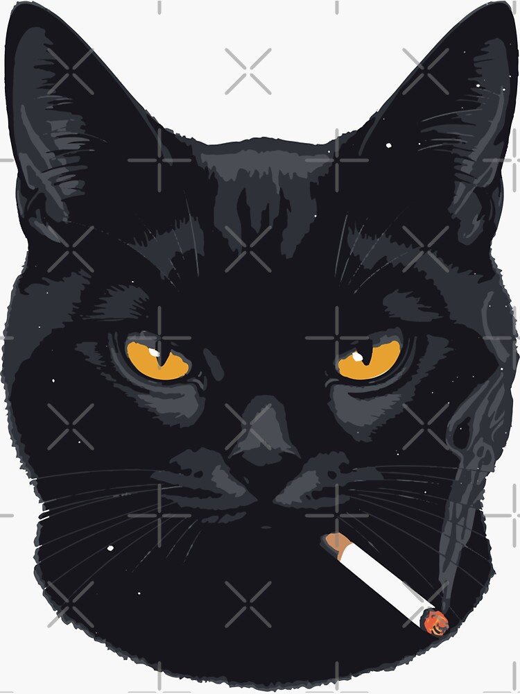 Cool Black Cat Smoking Sticker
