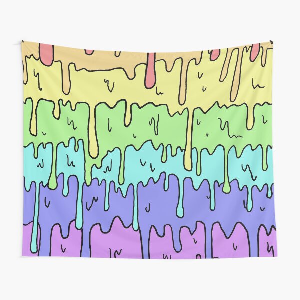 Pastel Kawaii Melting Rainbow Design Tapestry