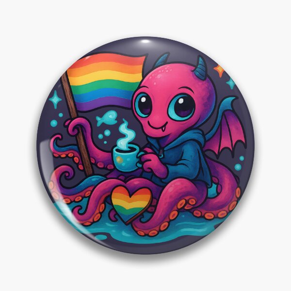 Item preview, Pride Kraken with Rainbow Flag designed and sold by Ironicdoll.