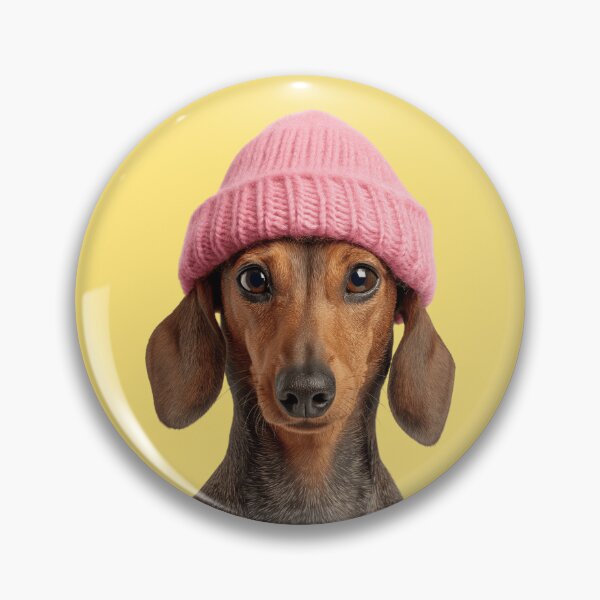 Item preview, Cozy Dachshund dog Wearing Pink Winter Hat Trendy Animal Fashion Artwork designed and sold by LazyOwlStore.