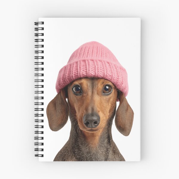 Item preview, Cozy Dachshund dog Wearing Pink Winter Hat Trendy Animal Fashion Artwork designed and sold by LazyOwlStore.