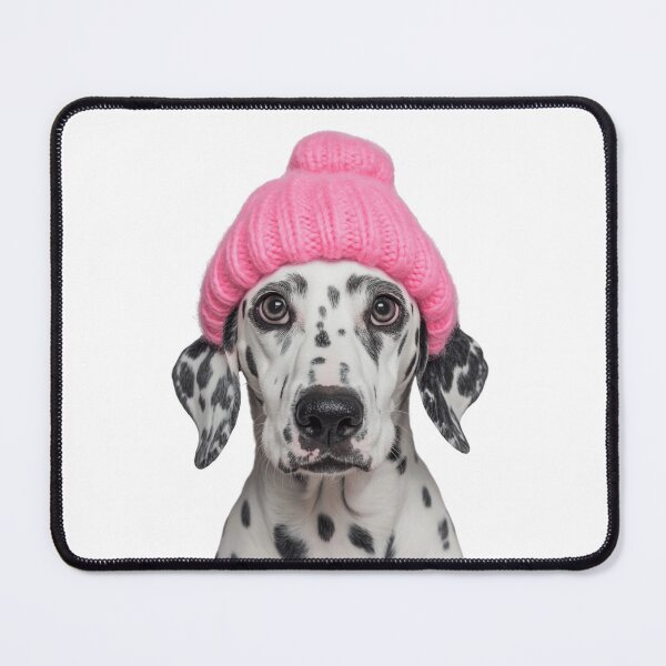 Item preview, Cozy Dalmatian dog Wearing Pink Winter Hat Trendy Animal Fashion Artwork designed and sold by LazyOwlStore.
