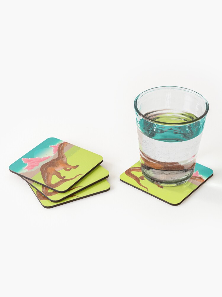 Thumbnail 2 of 5, Coasters (Set of 4), Diplodocus designed and sold by artbyjesea.