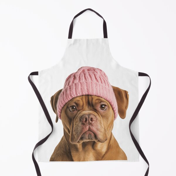 Item preview, Cozy Dogues de Bordeaux dog Wearing Pink Winter Hat Trendy Animal Fashion Artwork designed and sold by LazyOwlStore.