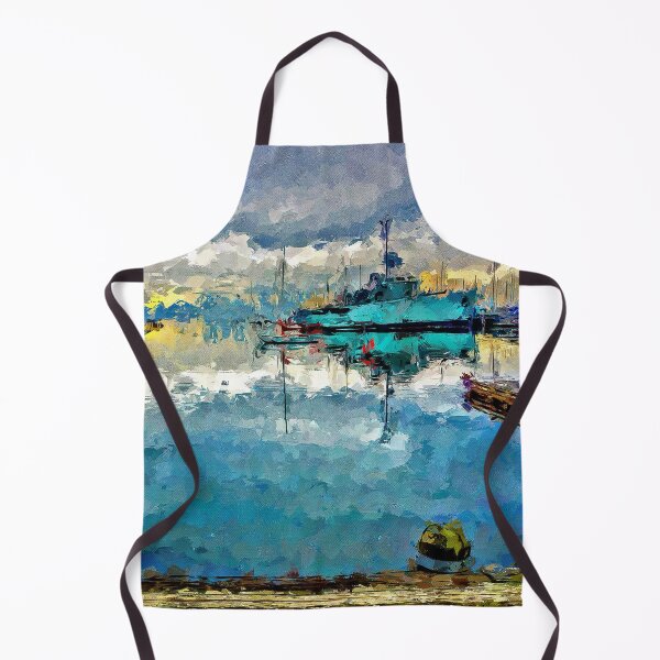 Item preview, Impressionist Painting of The HMAS Castlemaine and the Hobsons Bay Yacht Club - Williamstown, Victoria, Australia designed and sold by Steven Jodoin.