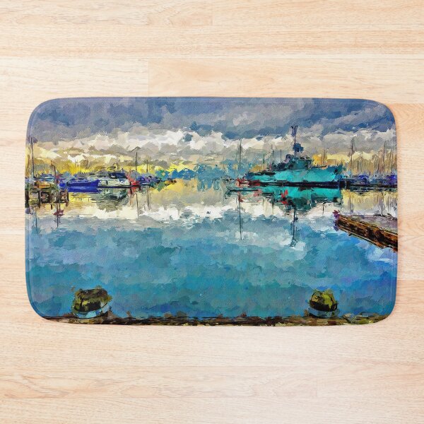 Item preview, Impressionist Painting of The HMAS Castlemaine and the Hobsons Bay Yacht Club - Williamstown, Victoria, Australia designed and sold by Steven Jodoin.