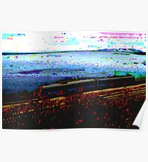 Train Near Ocean Painting Poster