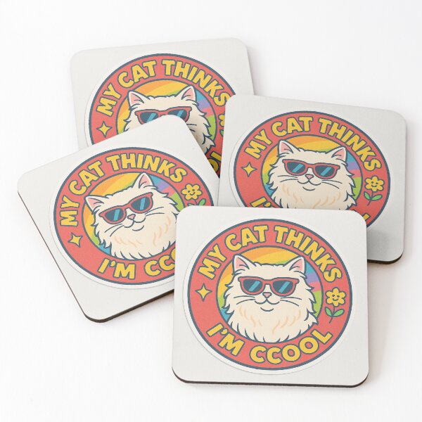 Item preview, Cool Cat Sticker – “My Cat Thinks I’m Ccool” Retro Design designed and sold by alizo74.