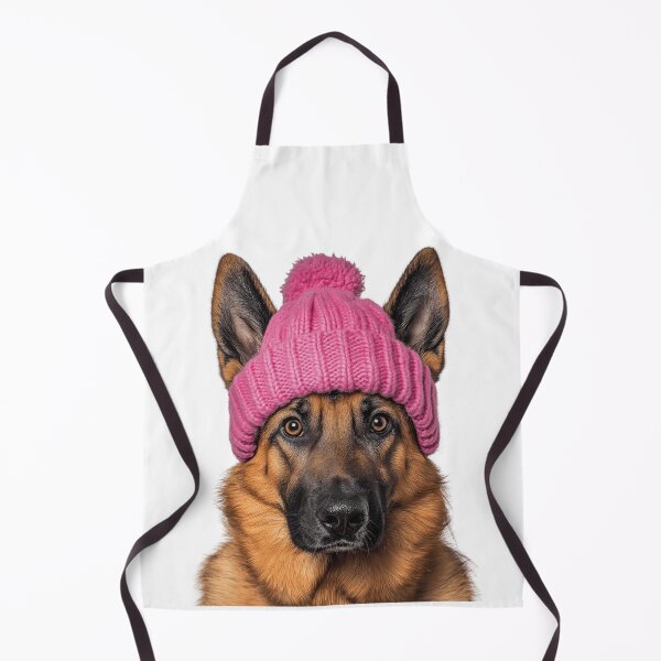 Item preview, Cozy German Shepherd dog Wearing Pink Winter Hat Trendy Animal Fashion Artwork designed and sold by LazyOwlStore.