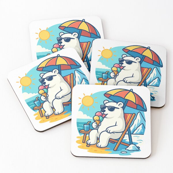 Item preview, Polar Bear Eating Ice Cream on Sunny Beach designed and sold by ‏Designly Yours‏.