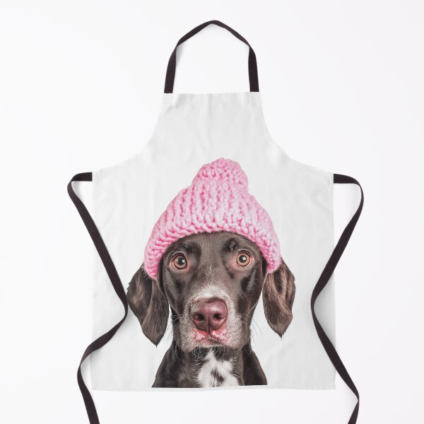 Item preview, Cozy German Shorthaired Pointer dog Wearing Pink Winter Hat Trendy Animal Fashion Artwork designed and sold by LazyOwlStore.