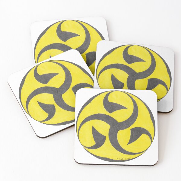 Item preview, Black and yellow Japanese triskelion – Zen compass geometry designed and sold by nounouangelique.