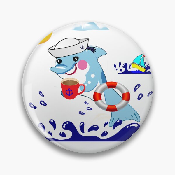 Item preview, A Funny Dolphin With a Cyber Citrus Coffee Vibe: A sticker - Hello To The Sailors! designed and sold by Felia001.