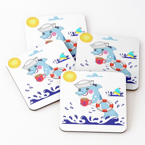 Item preview, A Funny Dolphin With a Cyber Citrus Coffee Vibe: A sticker - Hello To The Sailors! designed and sold by Felia001.