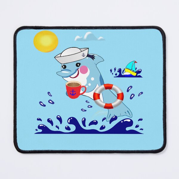 Item preview, A Funny Dolphin With a Cyber Citrus Coffee Vibe: A sticker - Hello To The Sailors! designed and sold by Felia001.