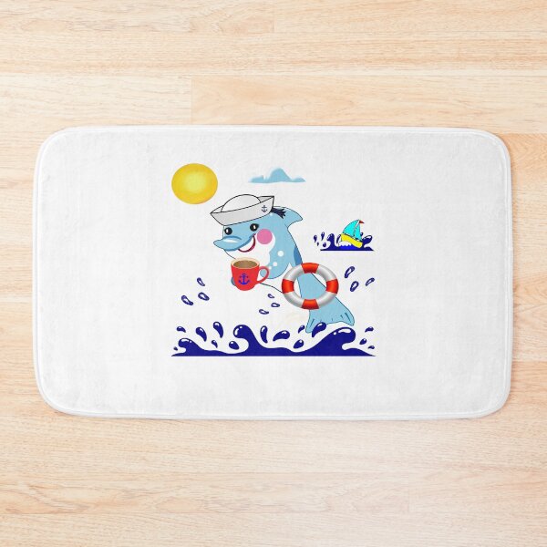 Item preview, A Funny Dolphin With a Cyber Citrus Coffee Vibe: A sticker - Hello To The Sailors! designed and sold by Felia001.