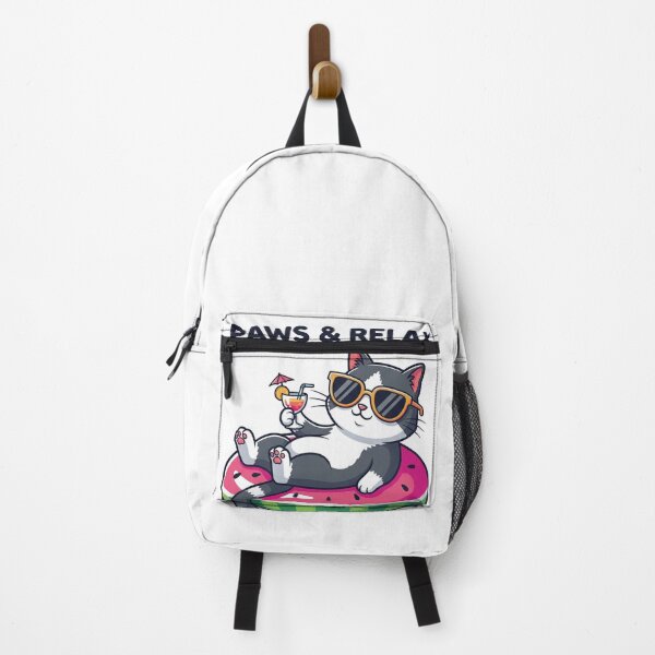 Item preview, Paws & Relax Cat Summer T-Shirt – Cute Funny Beach Vibe Tee for Cat Lovers designed and sold by CatMoods.