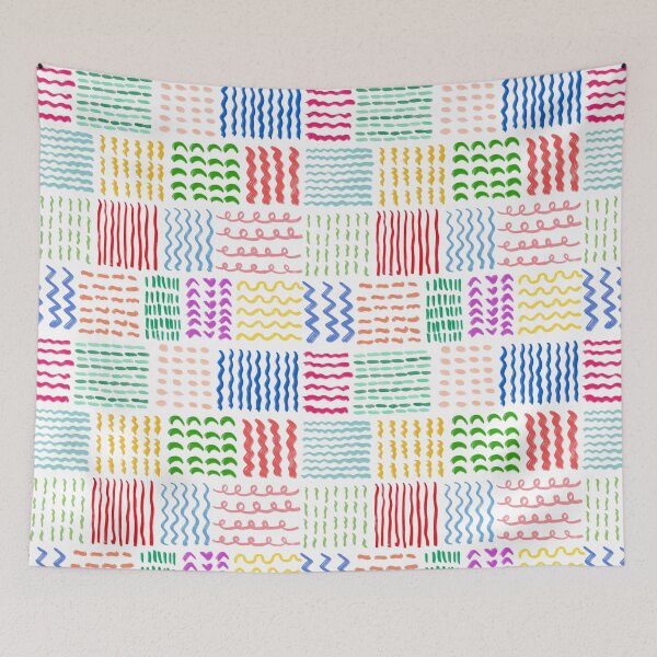 Item preview, Colorful Lines and Shapes, Colorful and Joyful Scandinavian Geometric Pattern, Nordic Art, Modern Minimalist Abstract Pattern Design designed and sold by Natasha May Design.