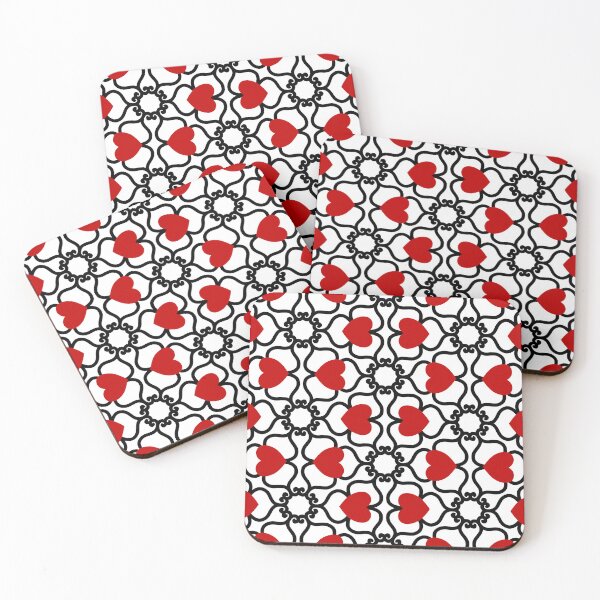 Item preview, Geometric Pattern - Hexagon and Heart (Black, White, Red) - Endless Design; Colorful lIlustration. designed and sold by JoelmaQ.