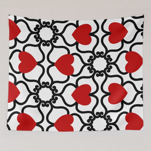 Item preview, Geometric Pattern - Hexagon and Heart (Black, White, Red) - Endless Design; Colorful lIlustration. designed and sold by JoelmaQ.