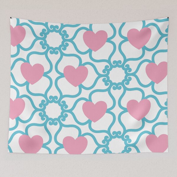 Item preview, Geometric Pattern - Hexagon and Heart (Soft Blue, Soft Pink, White) - Endless Design; Colorful lIlustration. designed and sold by JoelmaQ.