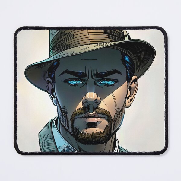 Item preview, Rugged Explorer | Bold Masculine Portrait in Comic Style | Rugged Man with Fedora | Comic Style Masculine Art designed and sold by The Shopping Corner.