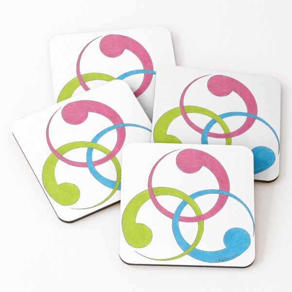 Item preview, Intertwined Celtic Triskelion – Pink, Blue and Green with Compass designed and sold by nounouangelique.