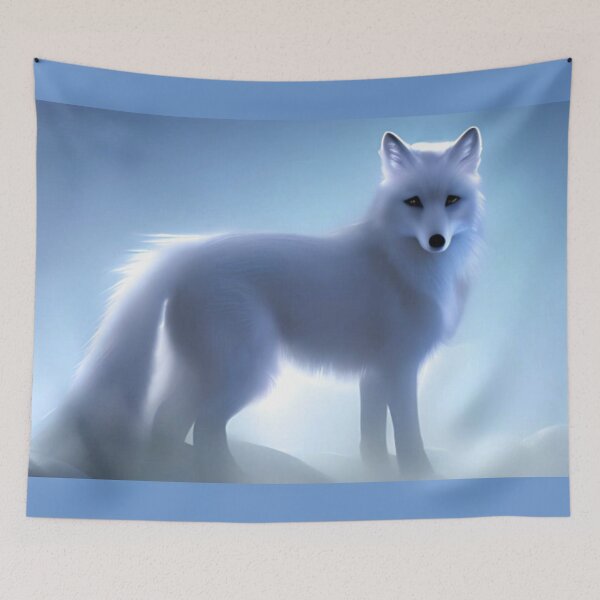 Item preview, Mystery Majestic Dream Fox | Fantasy Arctic Animal Art ,White Arctic Fox in Dreamy Mist | Fantasy Animal designed and sold by The Shopping Corner.