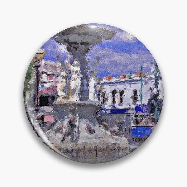 Item preview, Impressionist Painting of The Alexandra Fountain and a Tram on a hot Summers Day - Bendigo, Victoria, Australia designed and sold by Steven Jodoin.