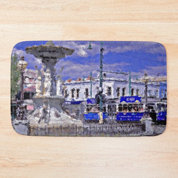 Item preview, Impressionist Painting of The Alexandra Fountain and a Tram on a hot Summers Day - Bendigo, Victoria, Australia designed and sold by Steven Jodoin.