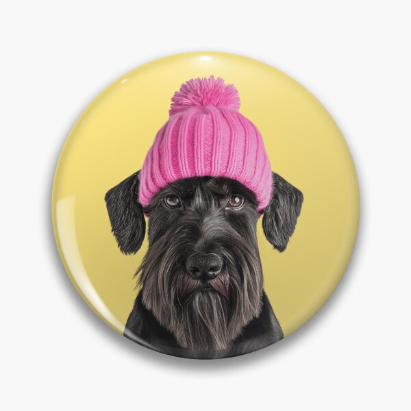 Item preview, Cozy Giant Schnauzer dog Wearing Pink Winter Hat Trendy Animal Fashion Artwork designed and sold by LazyOwlStore.